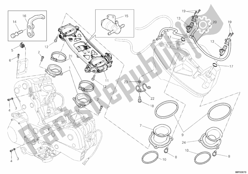 Tutte le parti per il Corpo Farfallato del Ducati Superbike 848 EVO Corse SE 2012
